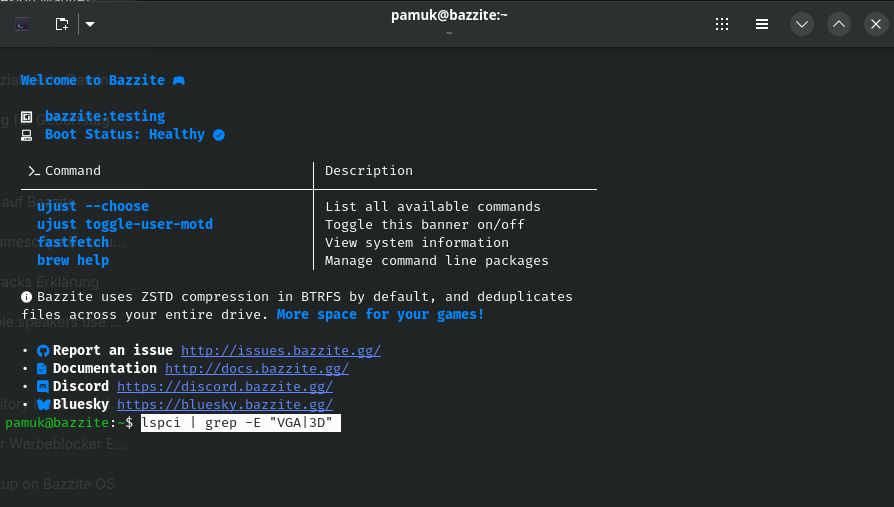Correct terminal output