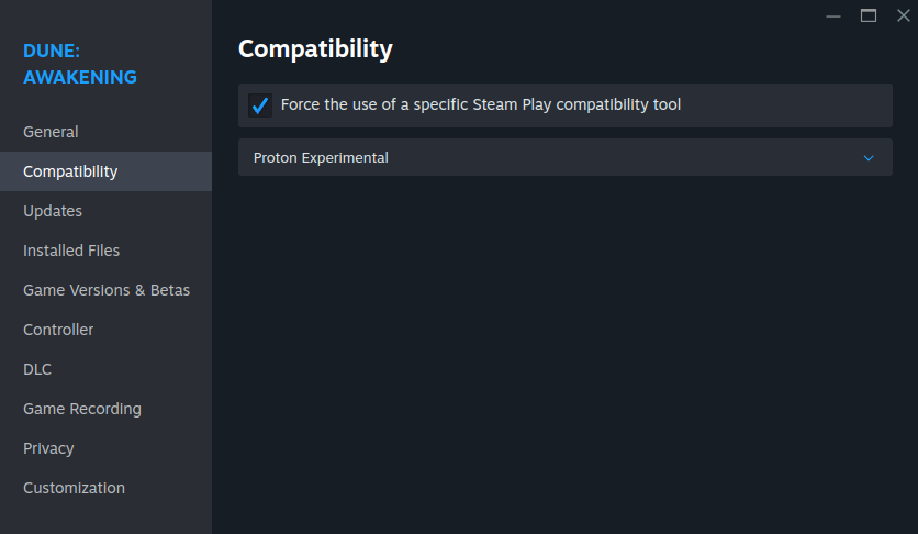Proton Compatibility Settings